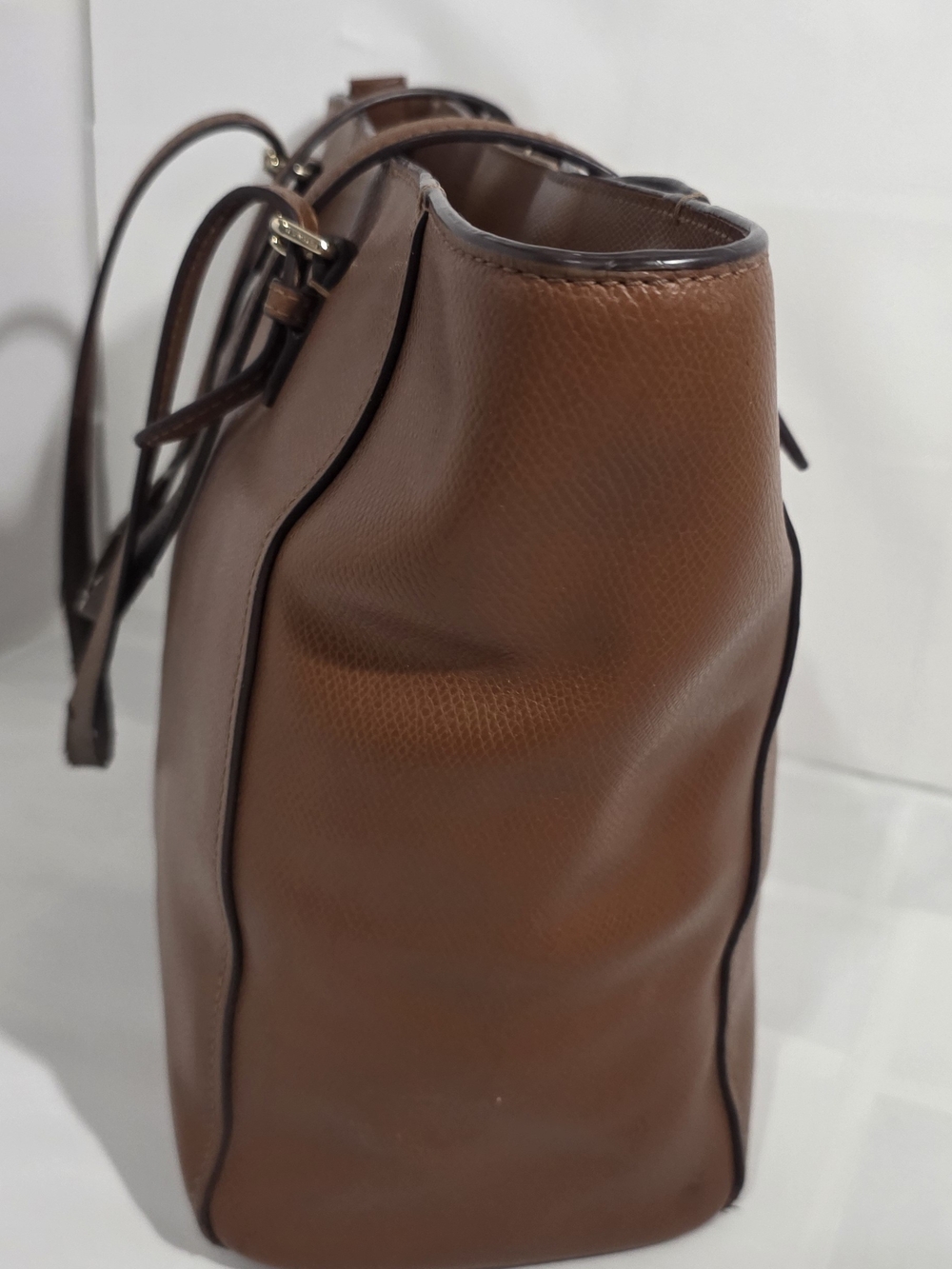 Coach Brown Leather Tote Bag with Gold Hardware - Picture 4 of 9